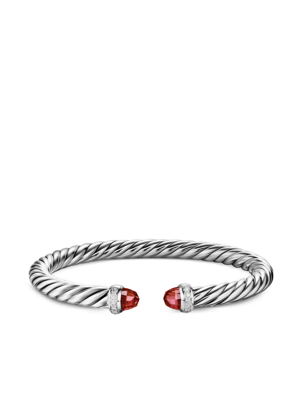 Sterling Silver Cable Flex® Rhodolite Garnet And Diamond Bracelet