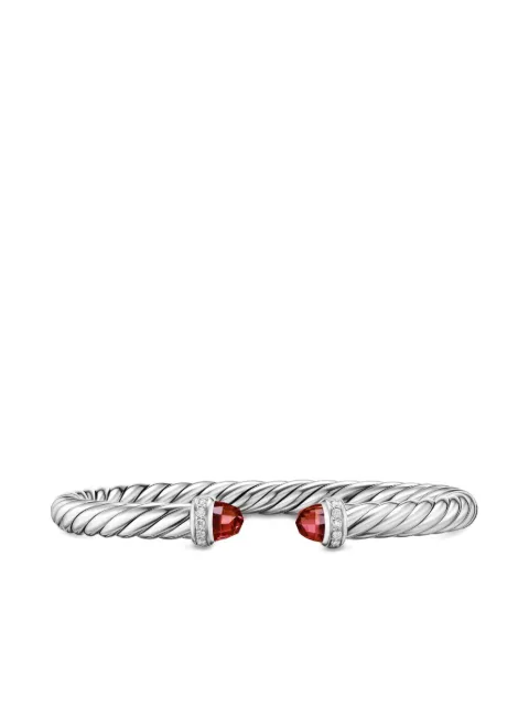 David Yurman sterling silver Cable Flex® rhodolite garnet and diamond bracelet