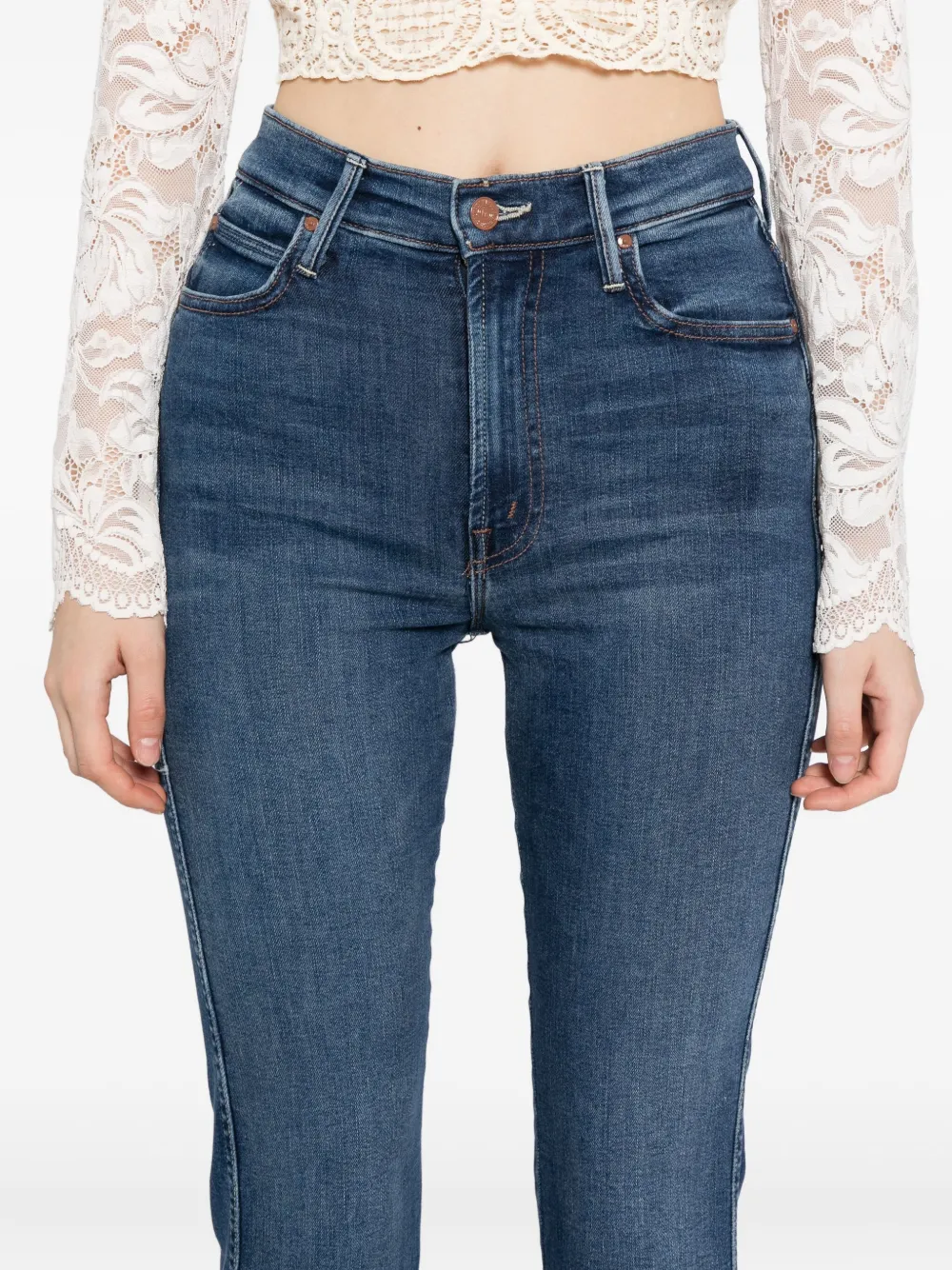 Mother Smokin Double Flood Jeans In Blue