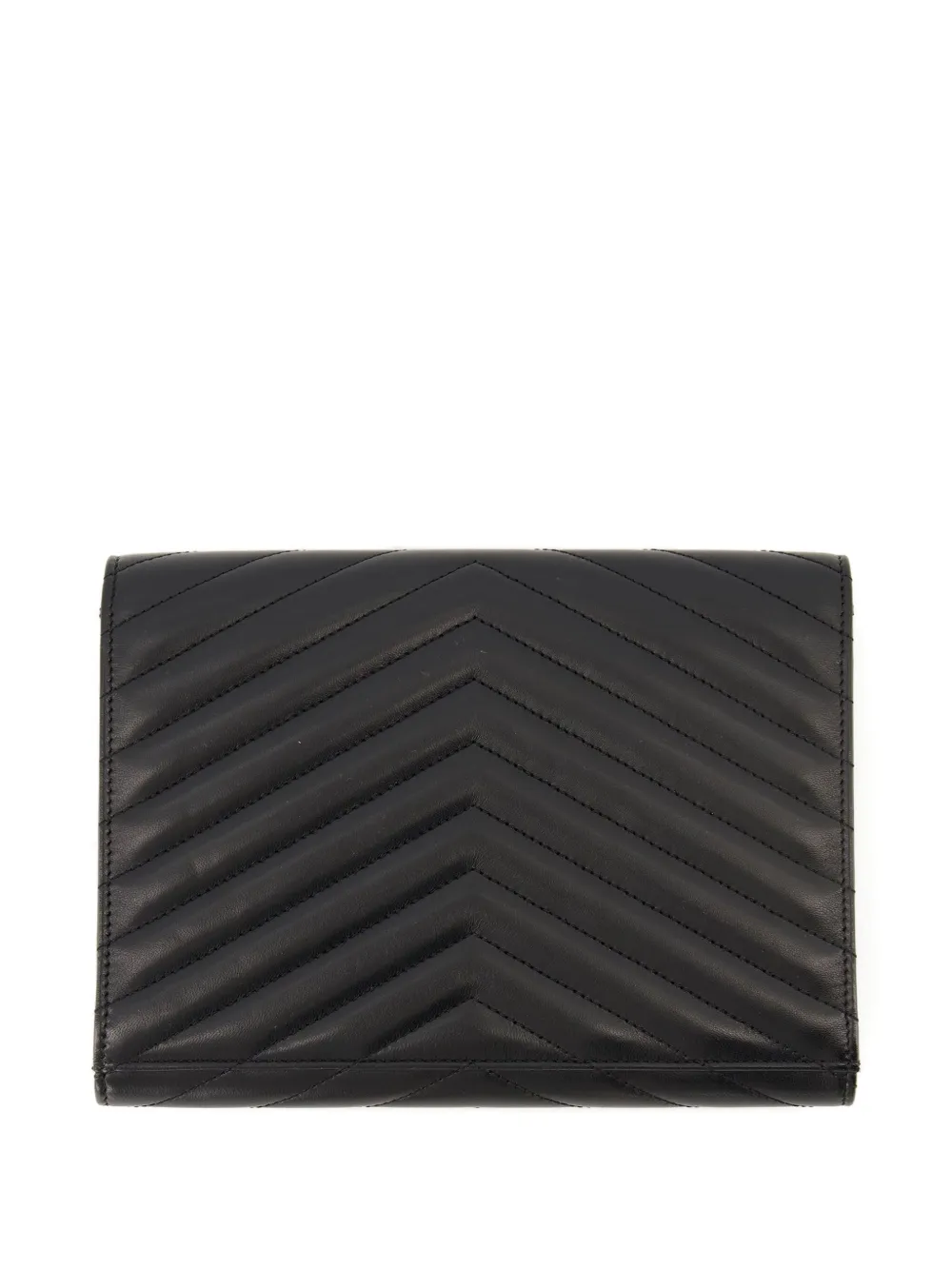 Saint Laurent Cassandre Chevron Leather Clutch Bag In Black