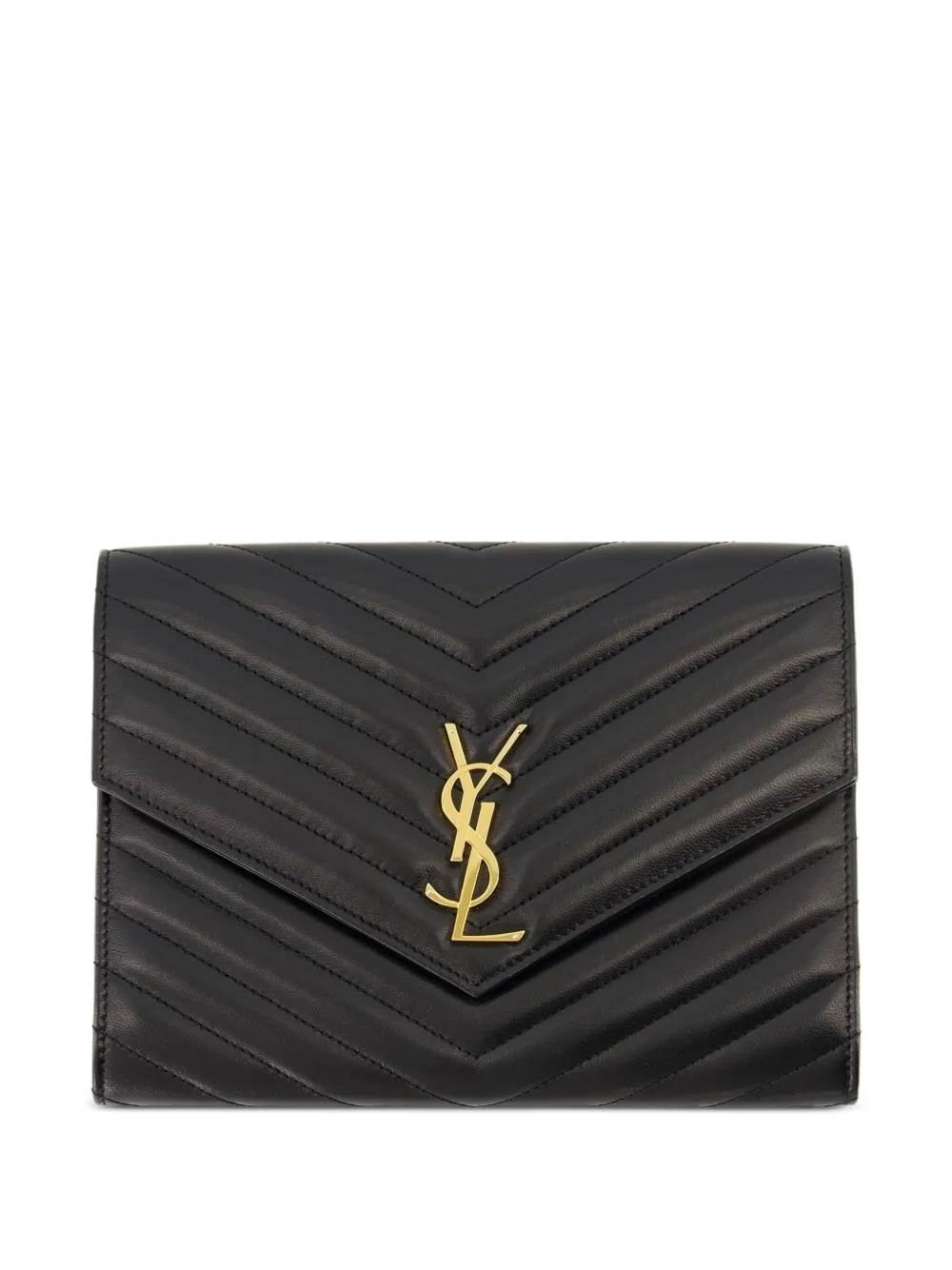 Saint Laurent pochette Cassandre en cuir à motif chevrons | noir | Image 1