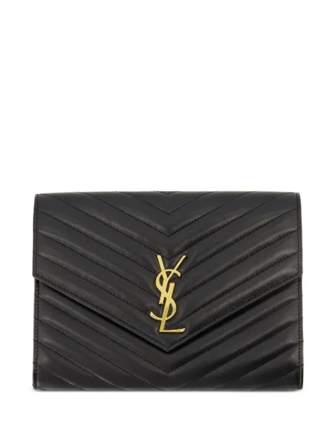 Saint Laurent Cassandre chevron leather clutch bag