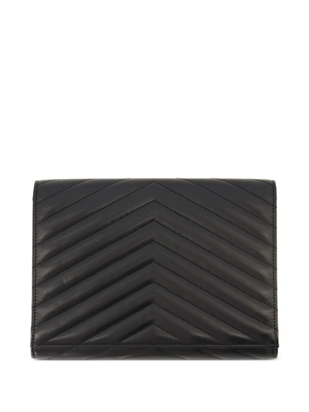 Saint Laurent Cassandre leren tas met chevron-streep - Zwart