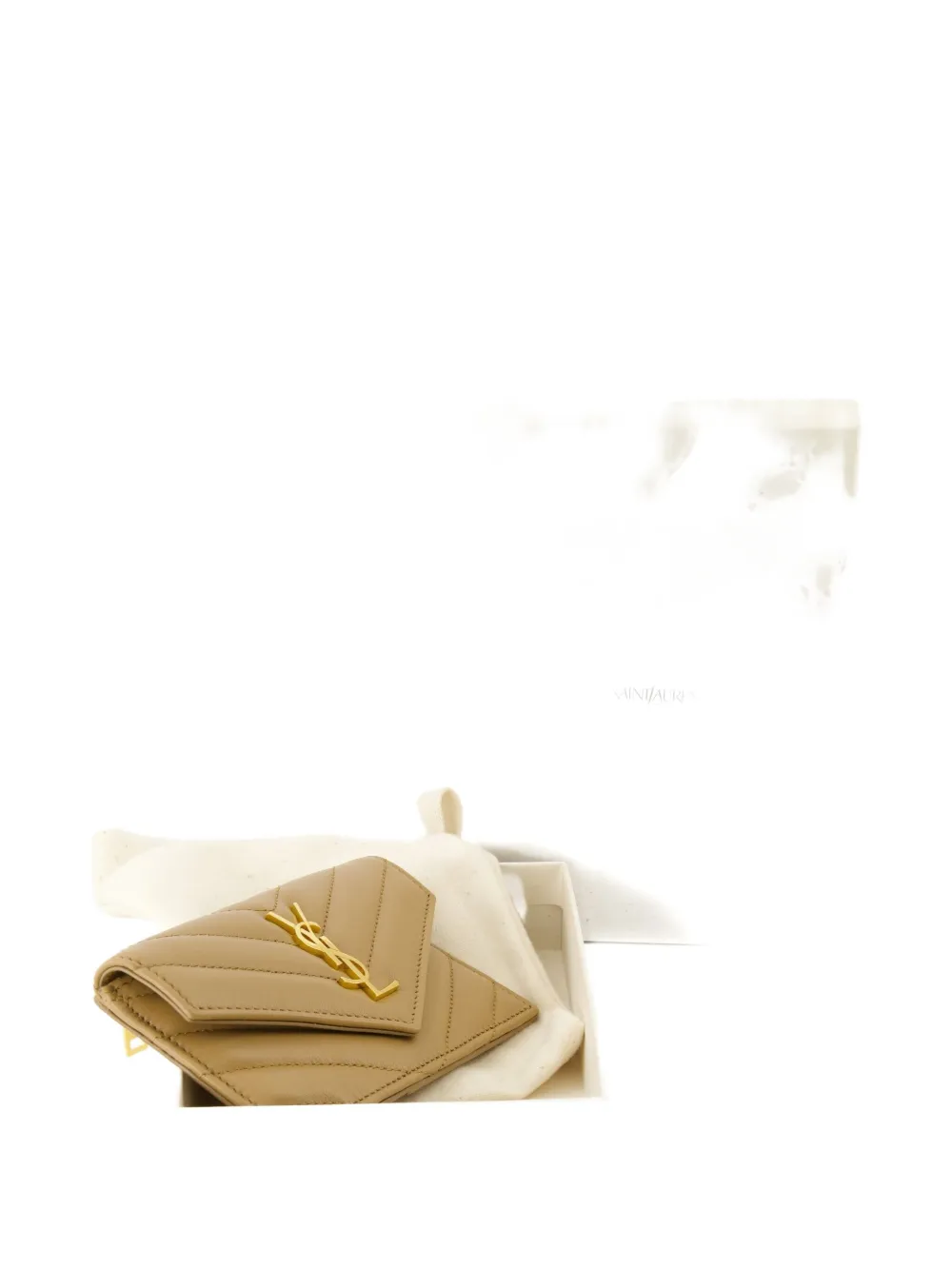 Saint Laurent Cassandre Fragments Card Holder In Brown