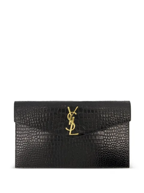 Saint Laurent Uptown Clutch mit Kroko-Optik