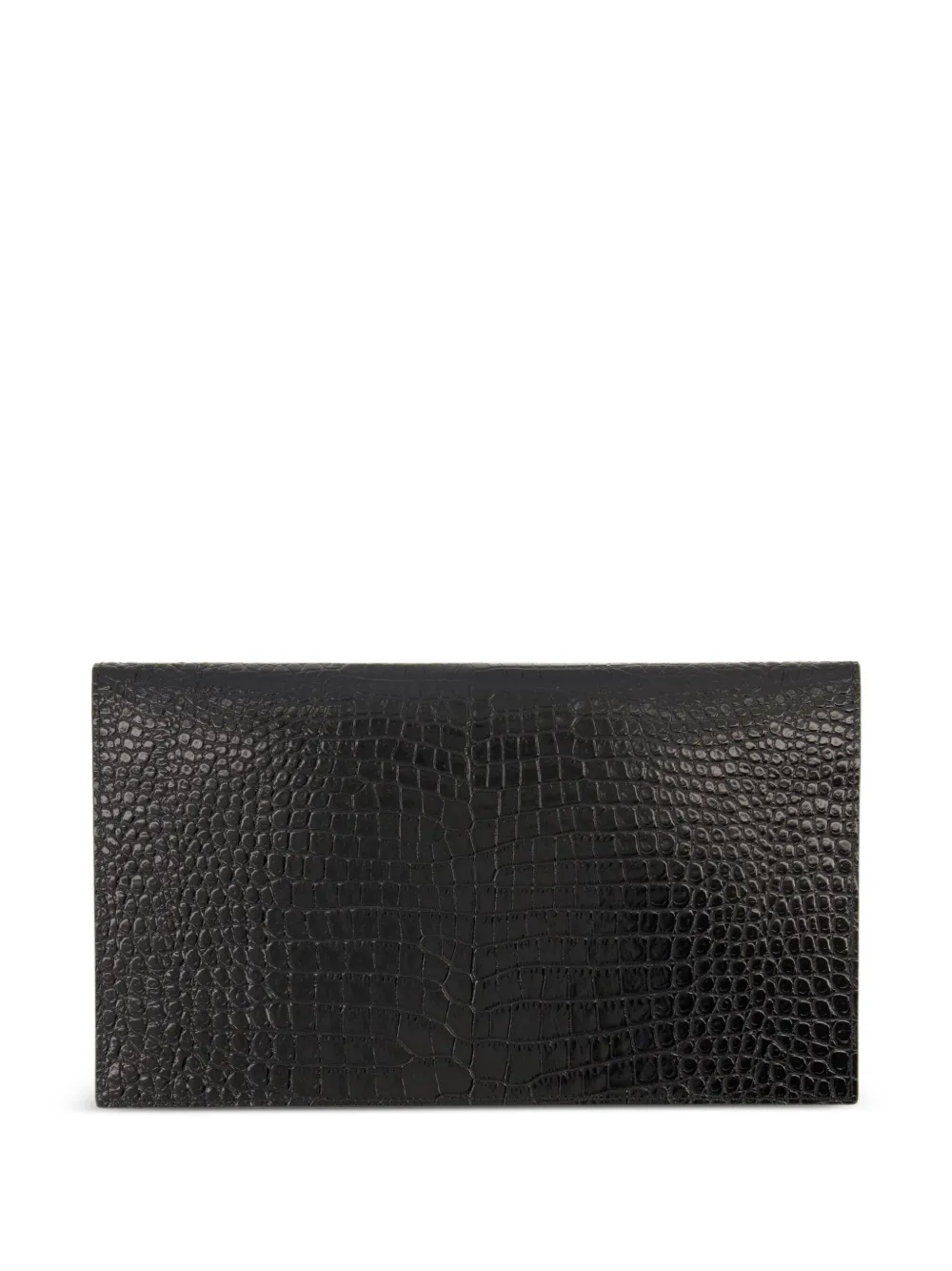 Saint Laurent Uptown crocodile-effect clutch bag - Zwart