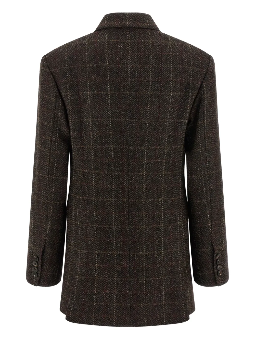 Alberto Biani Prince Wales Double-breasted Coat In Brown