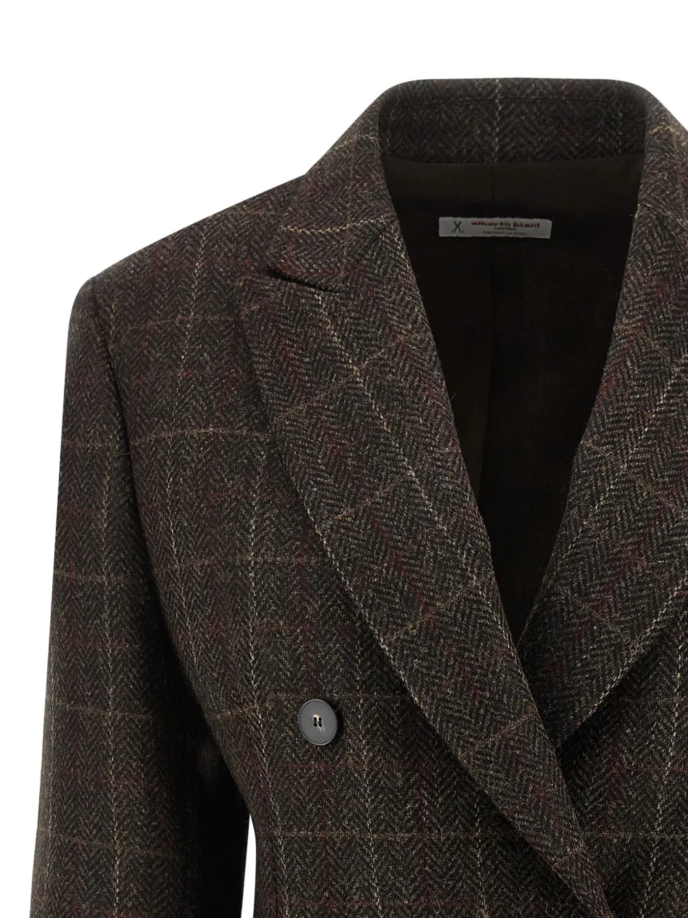 Alberto Biani Prince Wales Double-breasted Coat In Brown