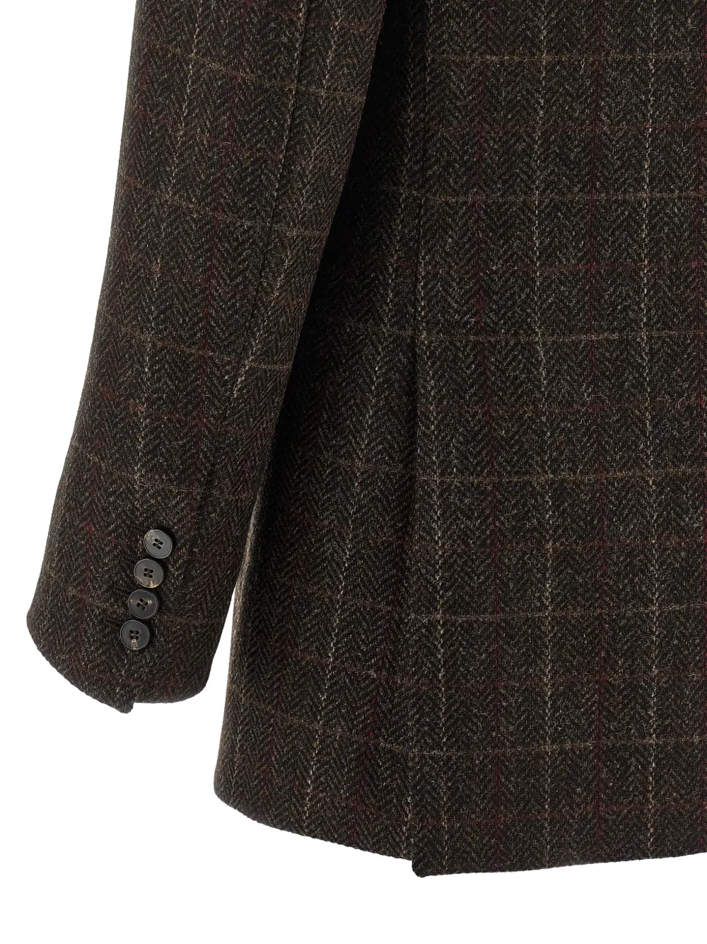 Alberto Biani Prince Wales Double-breasted Coat In Brown