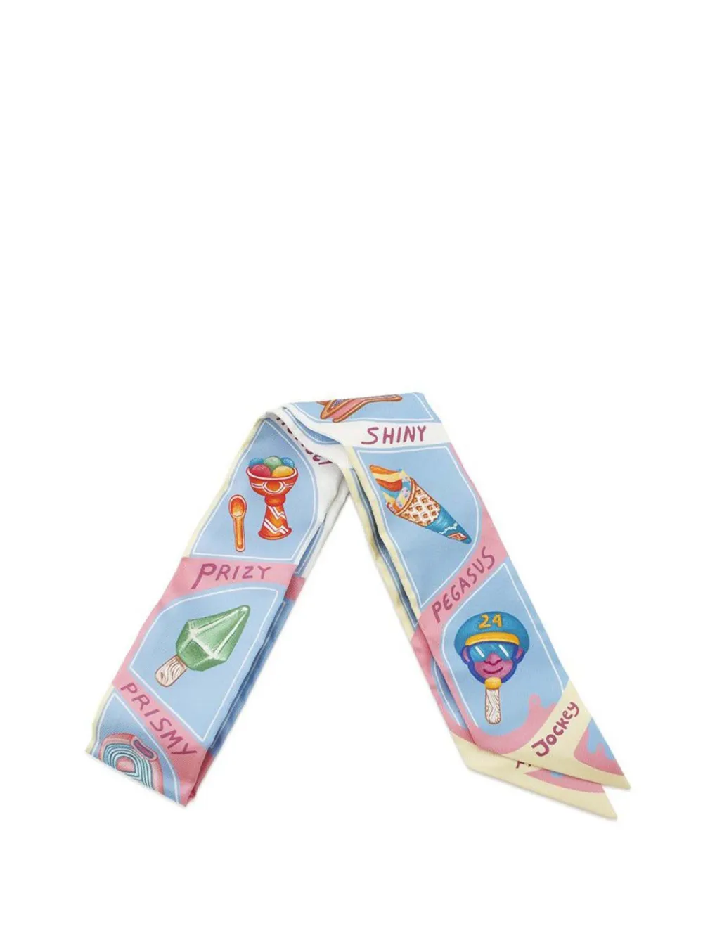Hermès Pre-Owned mascada Twilly Funny Ice Cream de seda 2021-2025 | azul | Image 1