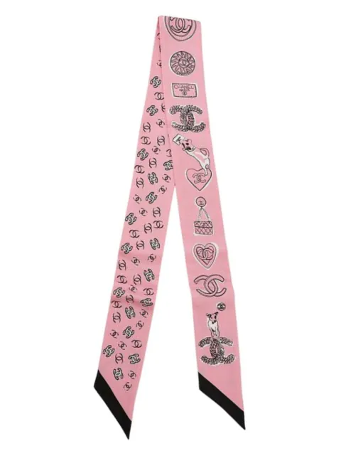 CHANEL Pre-Owned 2010-2025 CC Printed Silk Slim Bandeau Scarf scarves