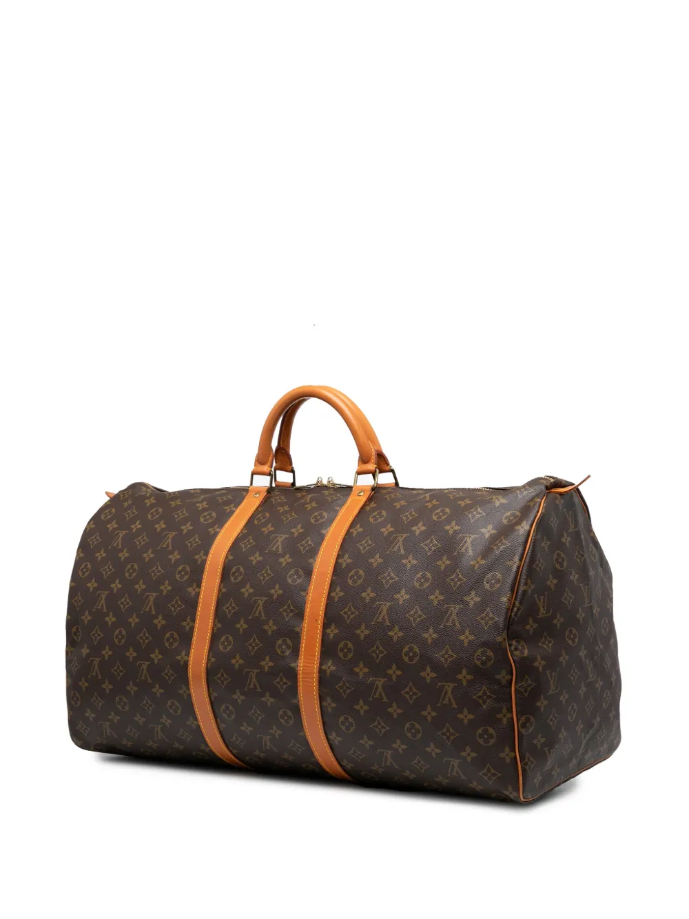 Pre-owned Louis Vuitton 1988 Monogram Keepall 60 Travel Bag In Brown