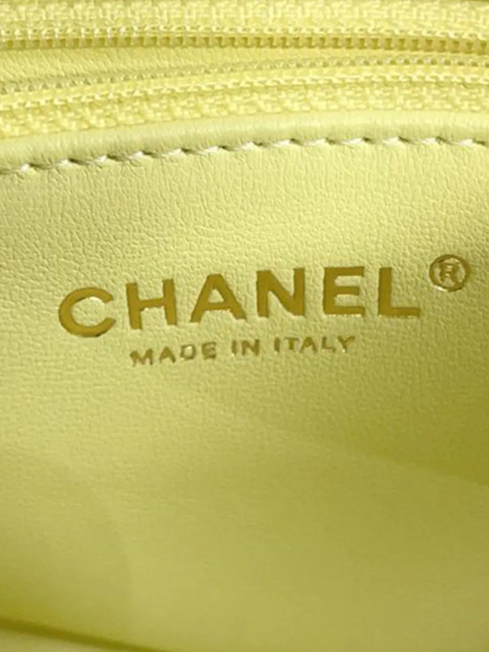 Pre-owned Chanel 2021-2025 Mini Cc Shiny Calfskin Top Handle Flap Satchel In Yellow