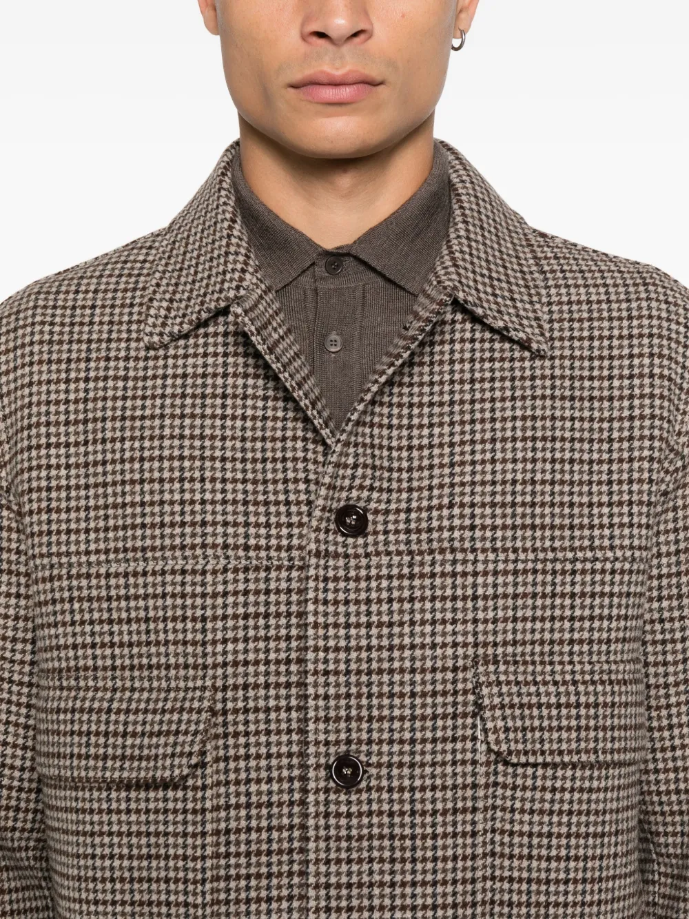 New York Resident Houndstooth Overshirt In Brown