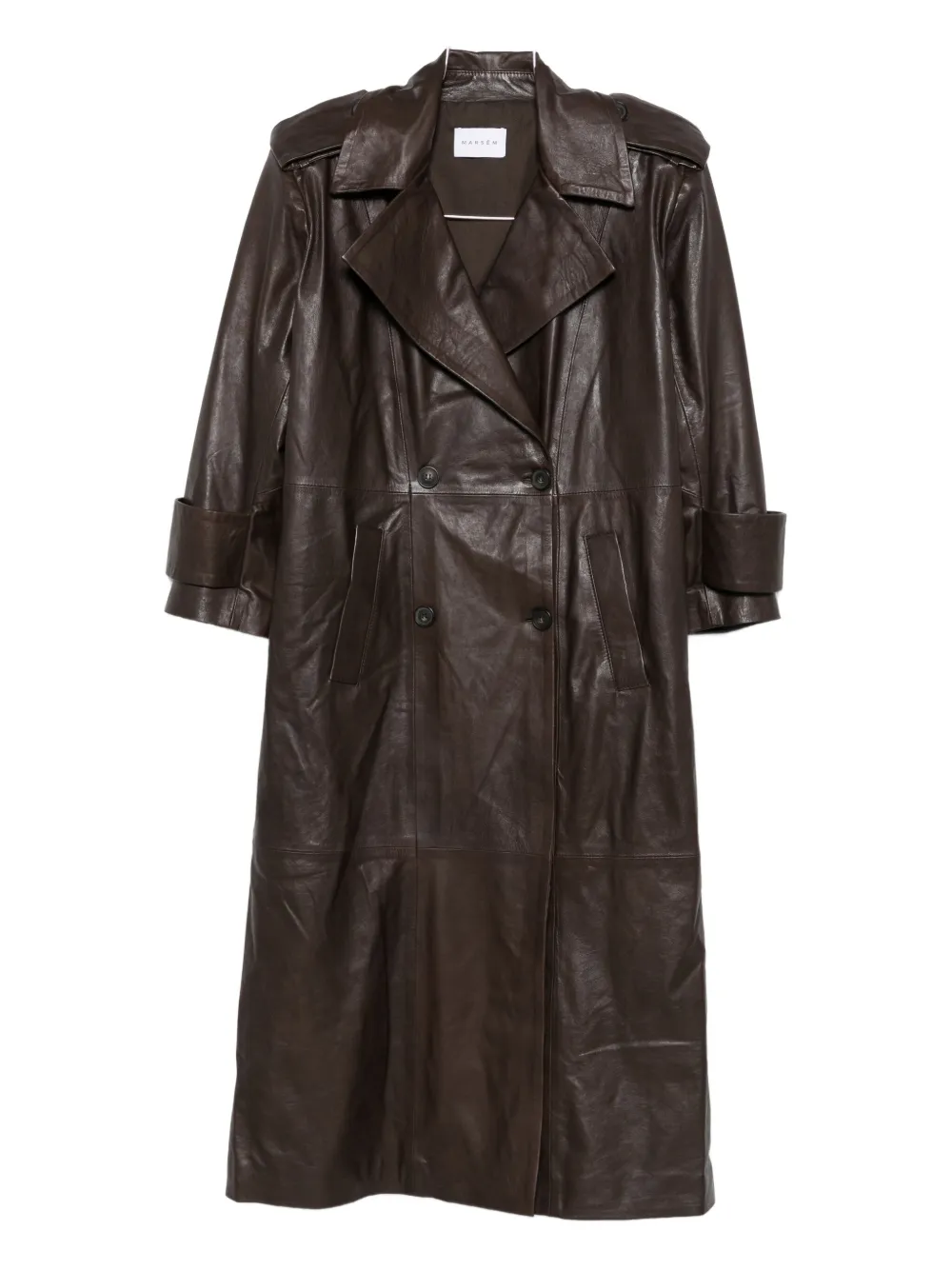 Marsēm Double-breasted Leather Coat In Brown
