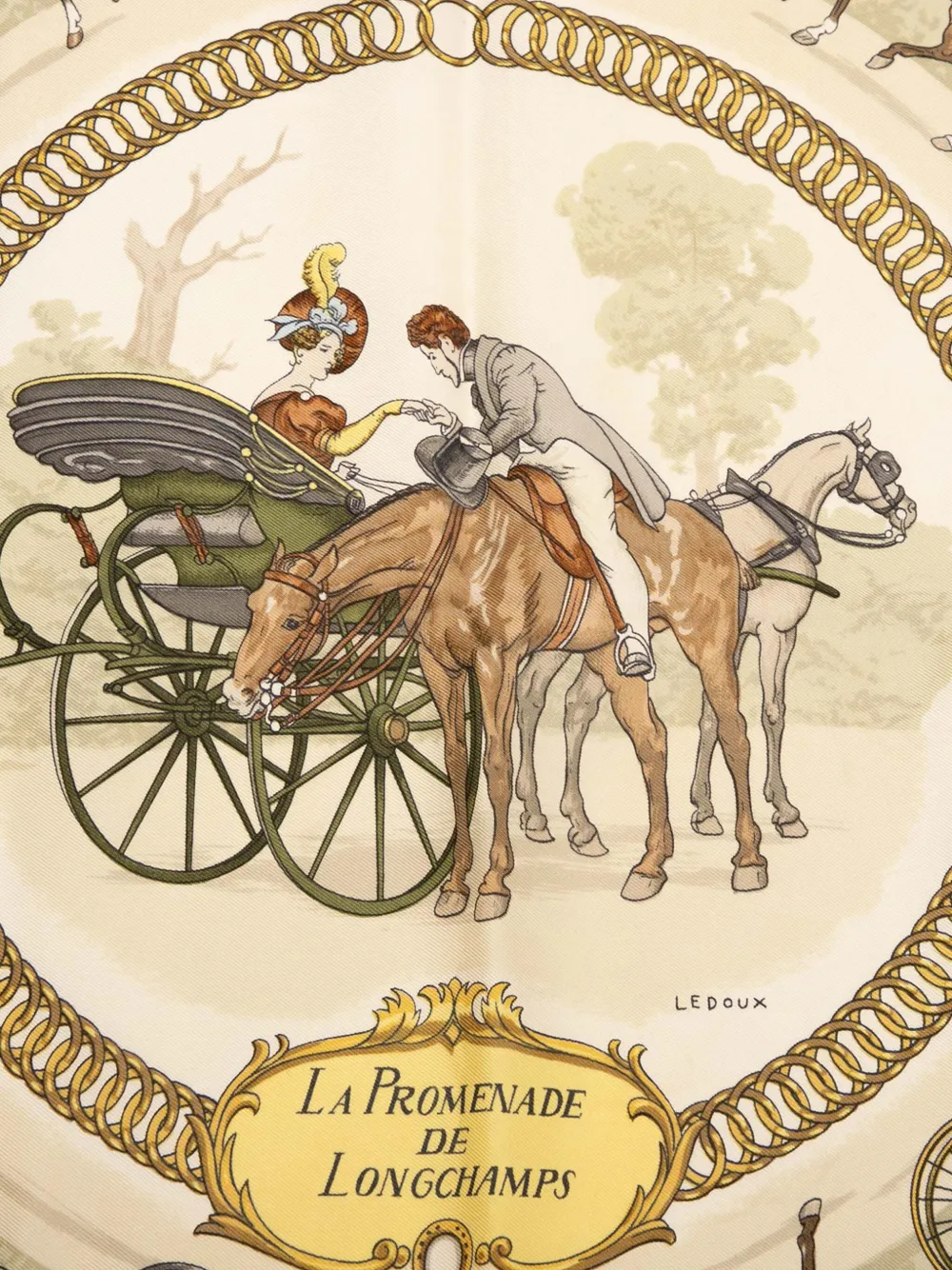 Pre-owned Hermes 20th Century La Promenade De Longchamps Silk Scarf Scarves In Pink