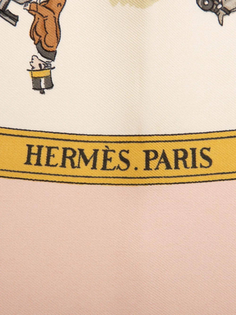 Pre-owned Hermes 20th Century La Promenade De Longchamps Silk Scarf Scarves In Pink