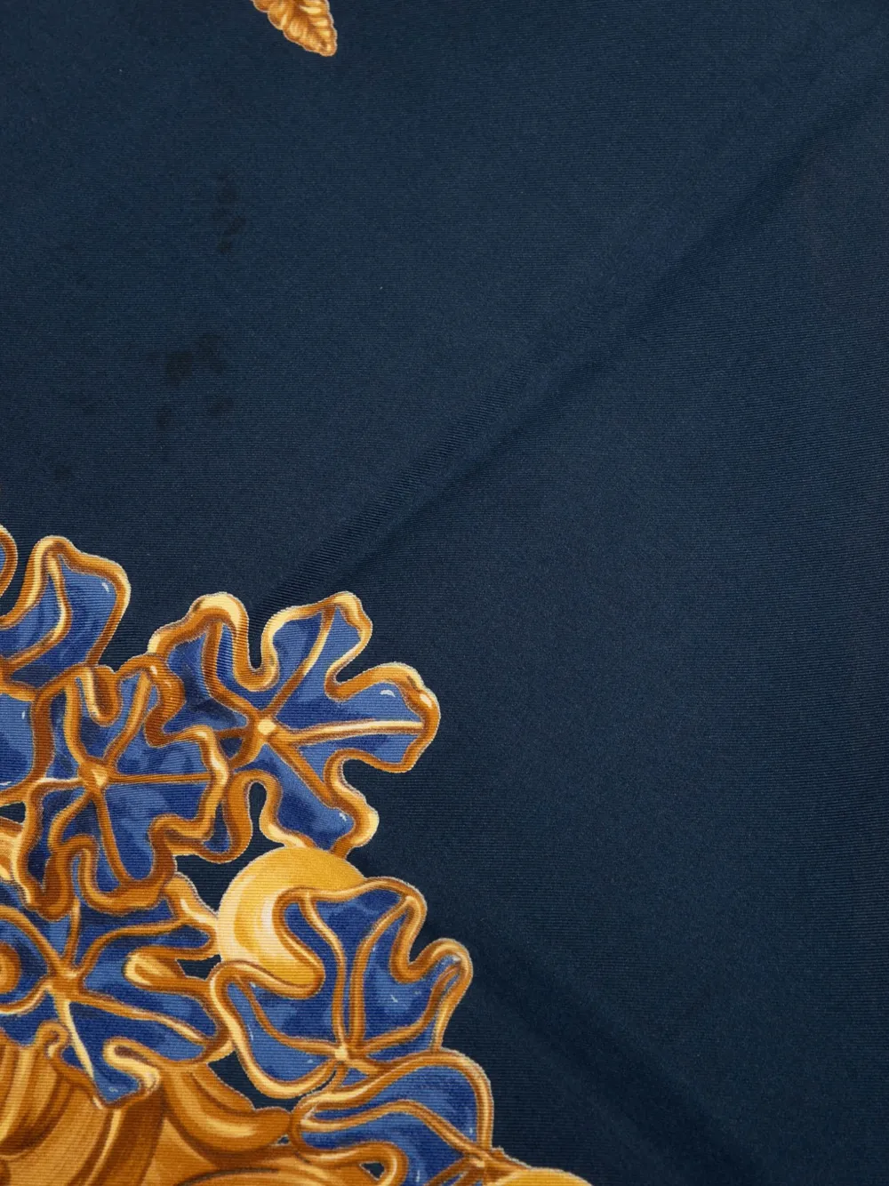 Pre-owned Chanel 2000-2020 Baroque Wheat Floral Silk Scarf Scarves In Blue