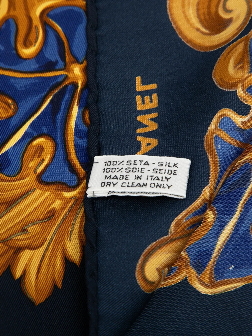 Pre-owned Chanel 2000-2020 Baroque Wheat Floral Silk Scarf Scarves In Blue