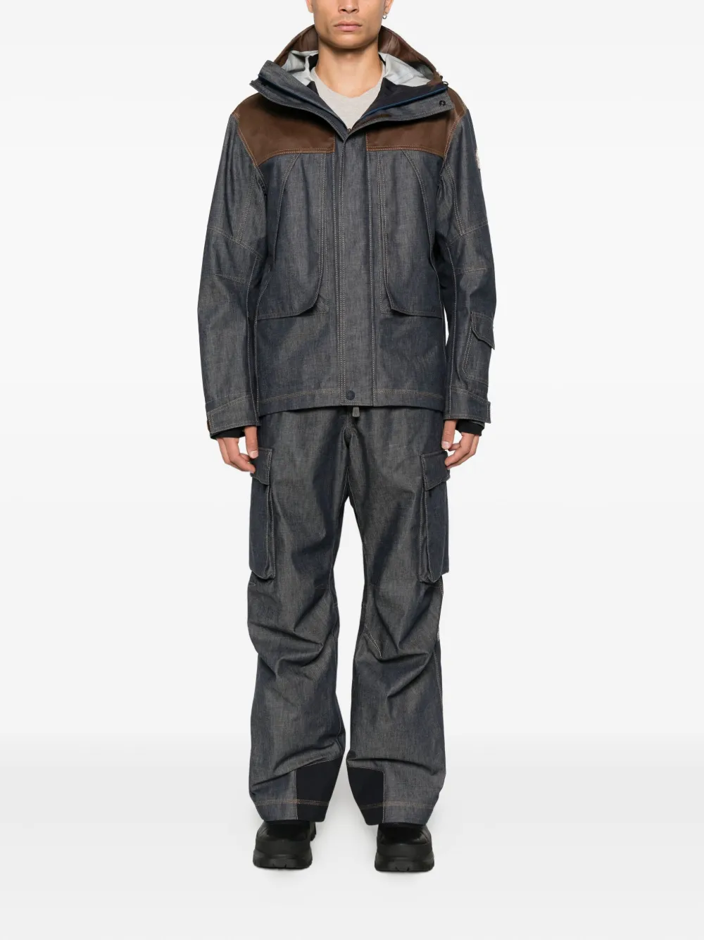 Moncler Grenoble Gewatteerde denim skibroek - Blauw