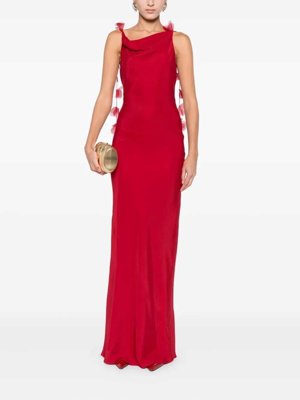 Cult Gaia Nymeria Open-back Organza-trimmed Silk-blend Satin Maxi Dress In Multi