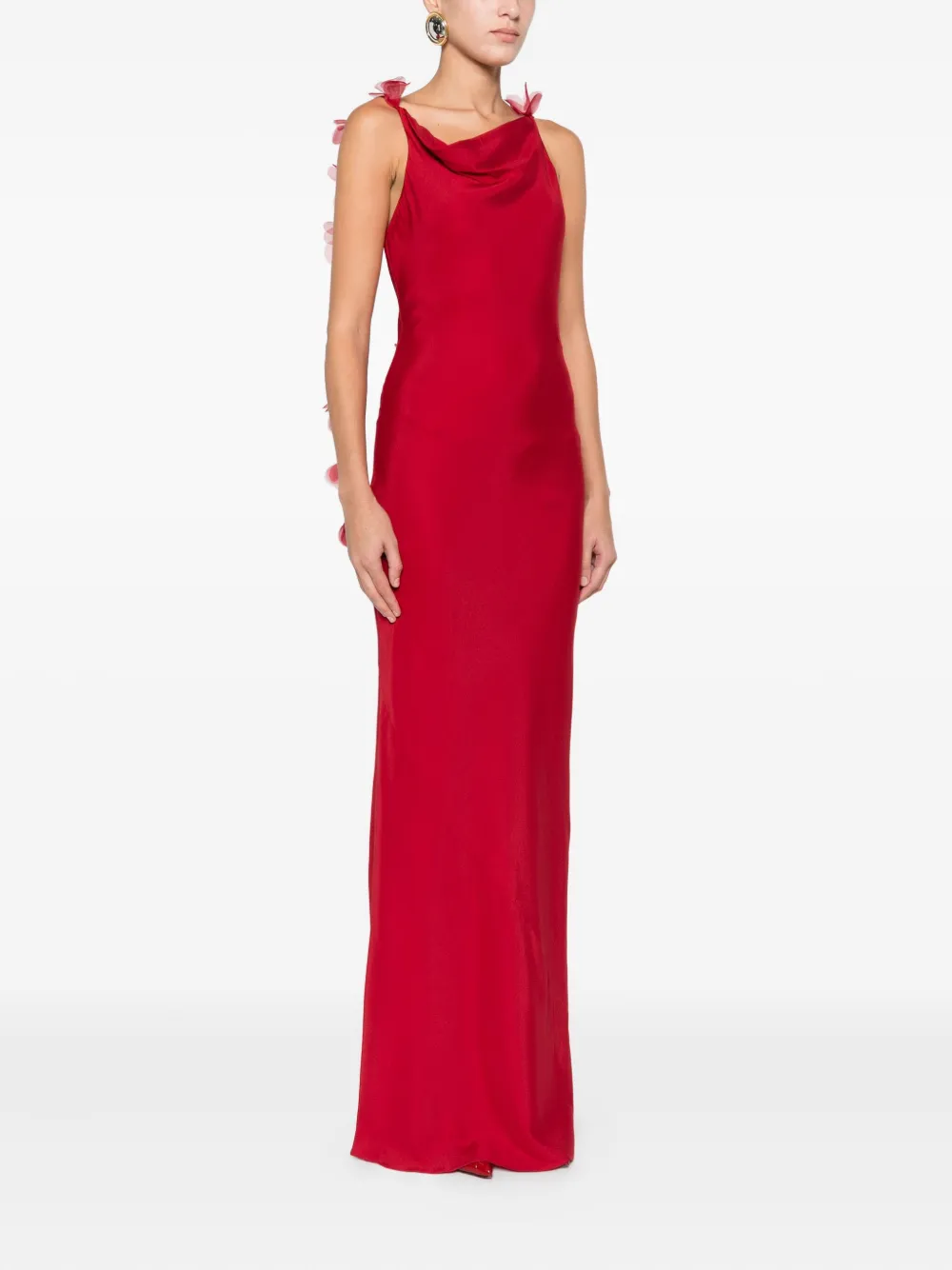 Cult Gaia Nymeria Open-back Organza-trimmed Silk-blend Satin Maxi Dress In Multi
