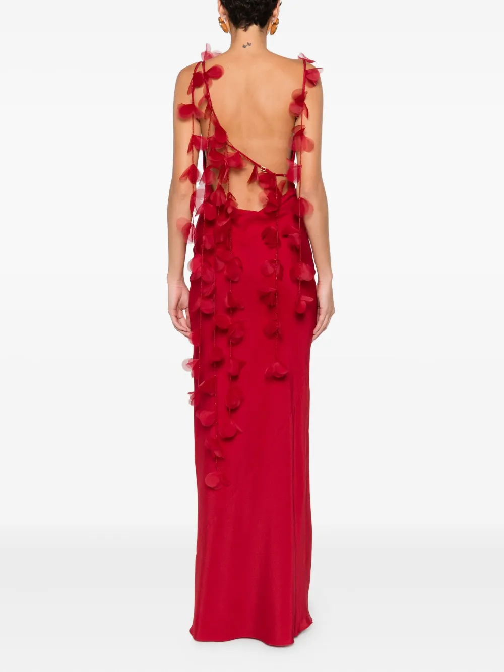 Cult Gaia Nymeria Open-back Organza-trimmed Silk-blend Satin Maxi Dress In Multi