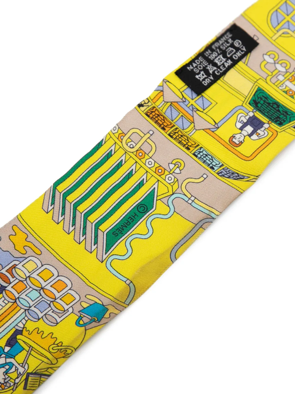 Pre-owned Hermes 1999-2007 La Maison Des Carres Twilly Silk Scarf Scarves In Yellow