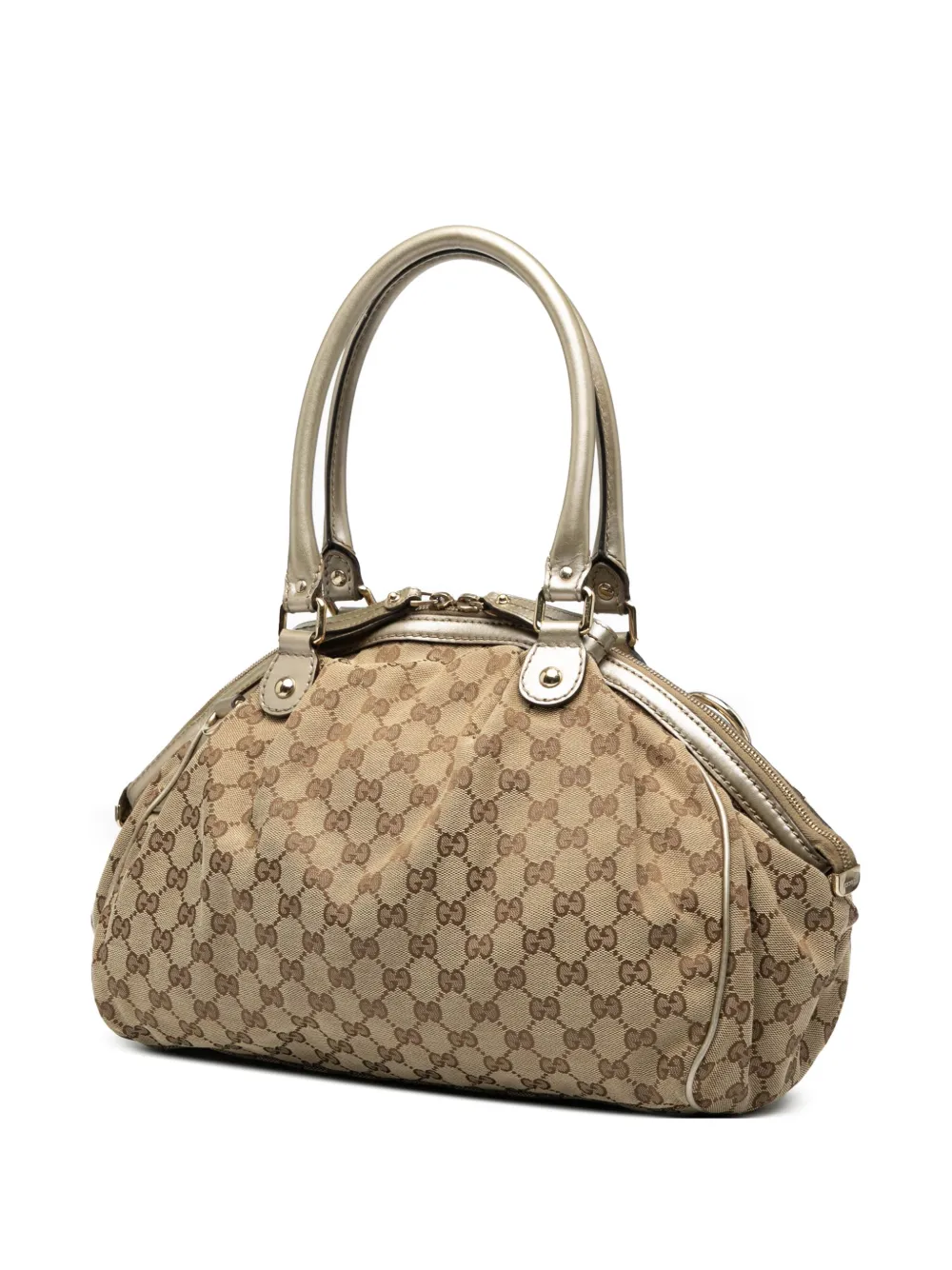 Pre-owned Gucci 2000-2015 Gg Canvas Sukey Satchel In Brown