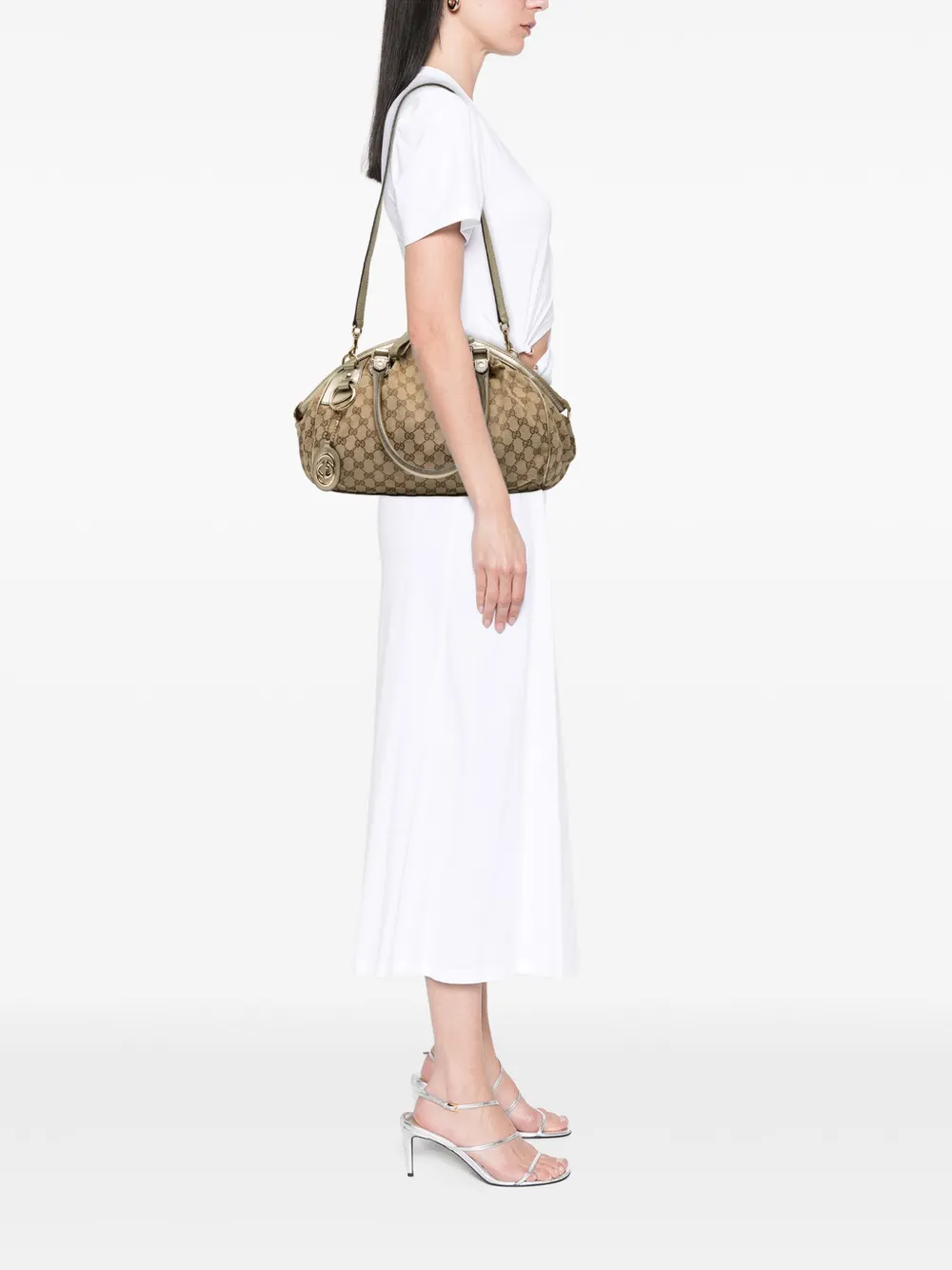 Pre-owned Gucci 2000-2015 Gg Canvas Sukey Satchel In Brown
