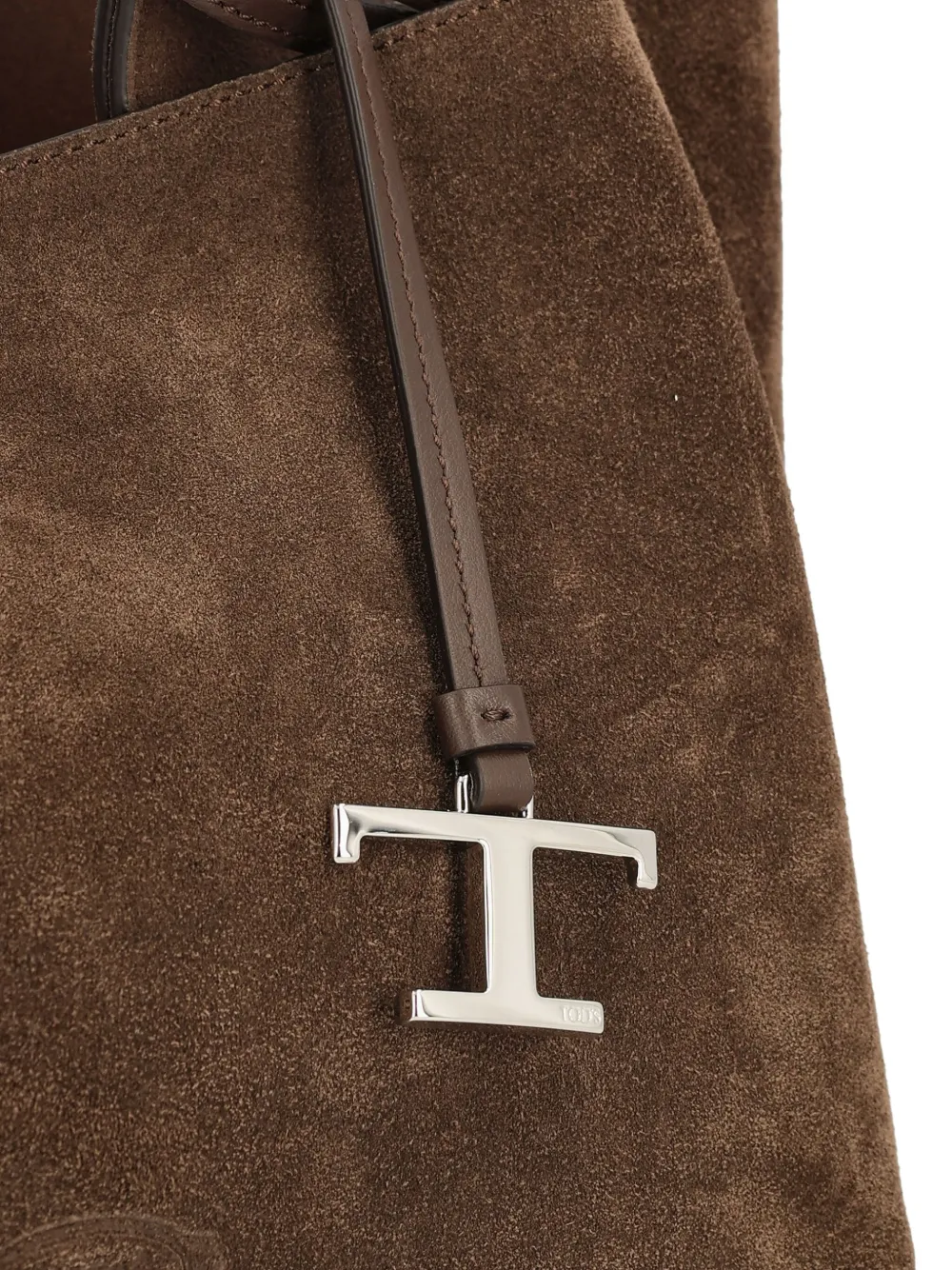 Tod's Medium Suede Logo Tote Bag In Brown