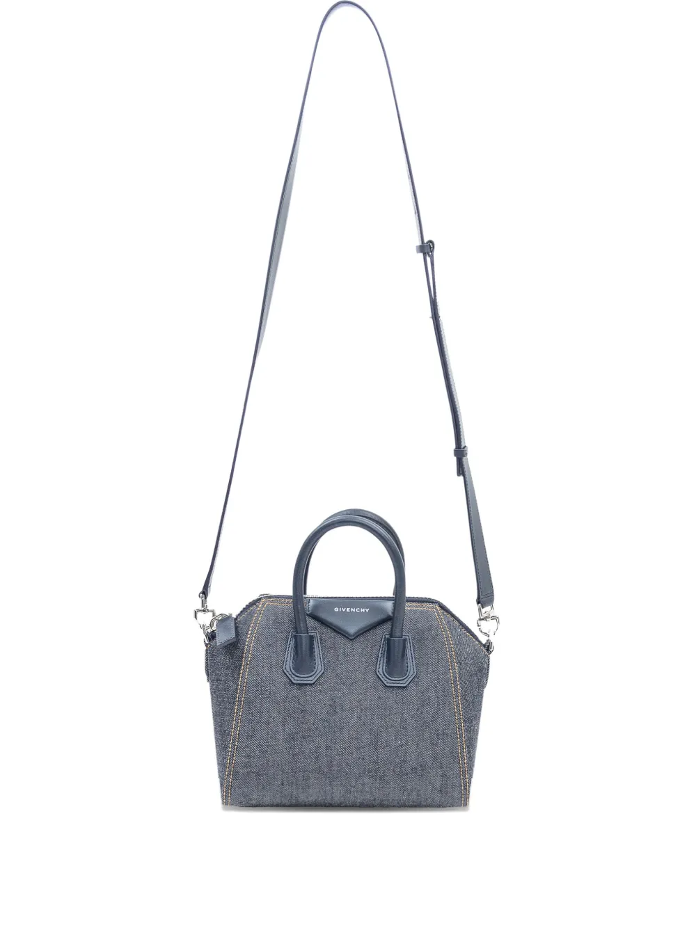 Givenchy Mini Antigona Denim Tote Bag In Blue