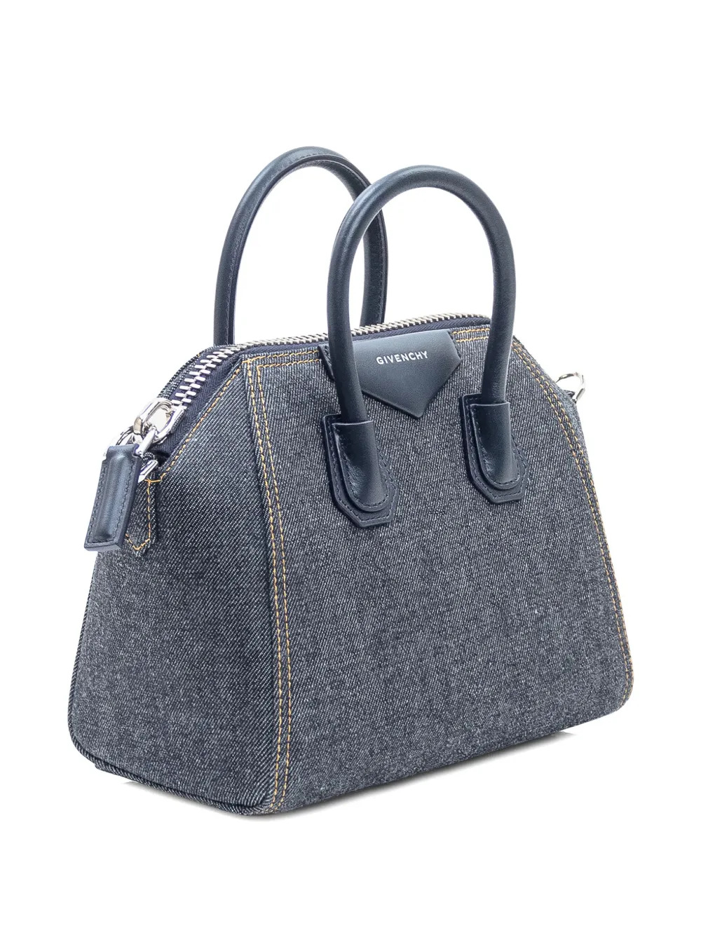 Givenchy Mini Antigona Denim Tote Bag In Blue