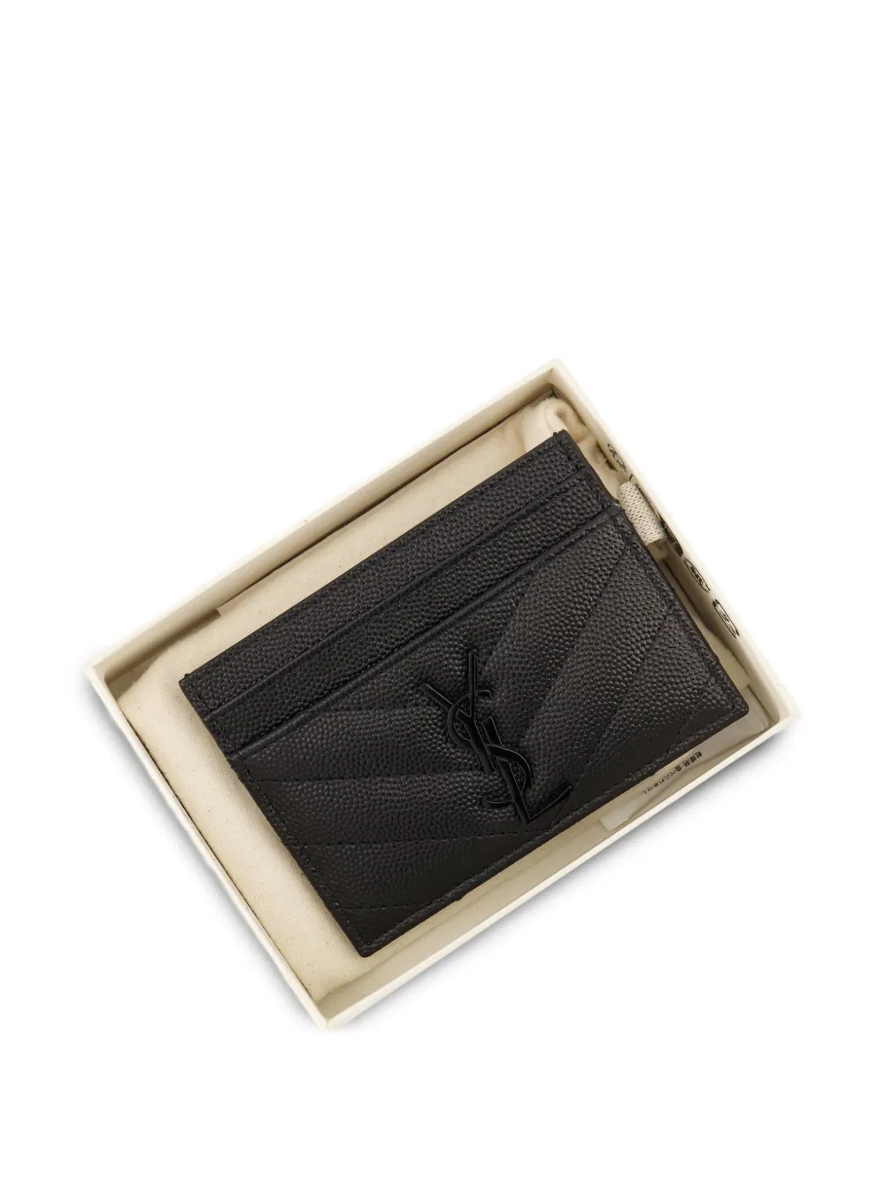Saint Laurent Cassandre pasjeshouder met logo Zwart