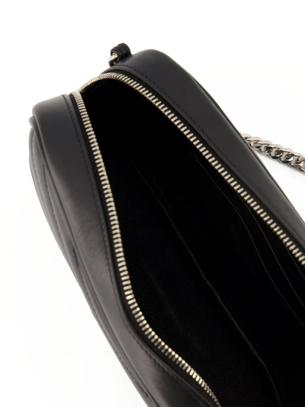 Saint Laurent Lou mini-schoudertas met chevron-streep en logo Zwart