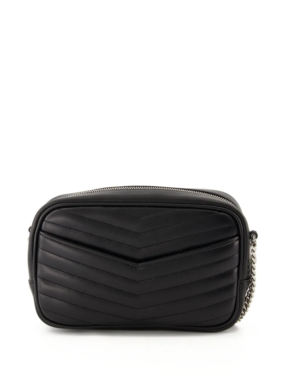 Saint Laurent Lou mini-schoudertas met chevron-streep en logo Zwart