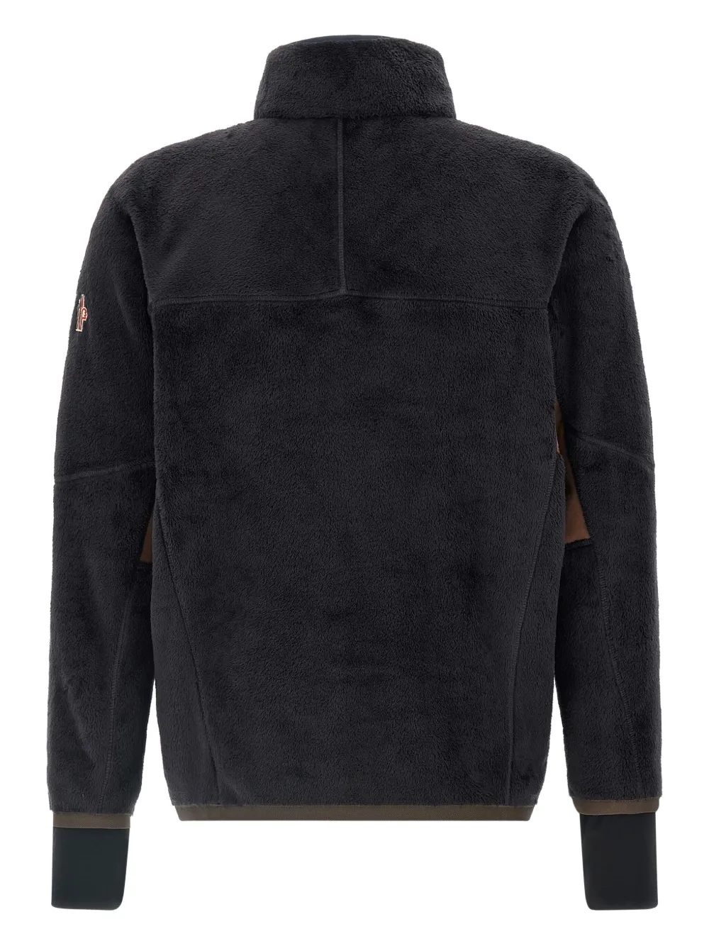 Moncler High Collar Sweatshirt Featuring Contrast Panels In Black