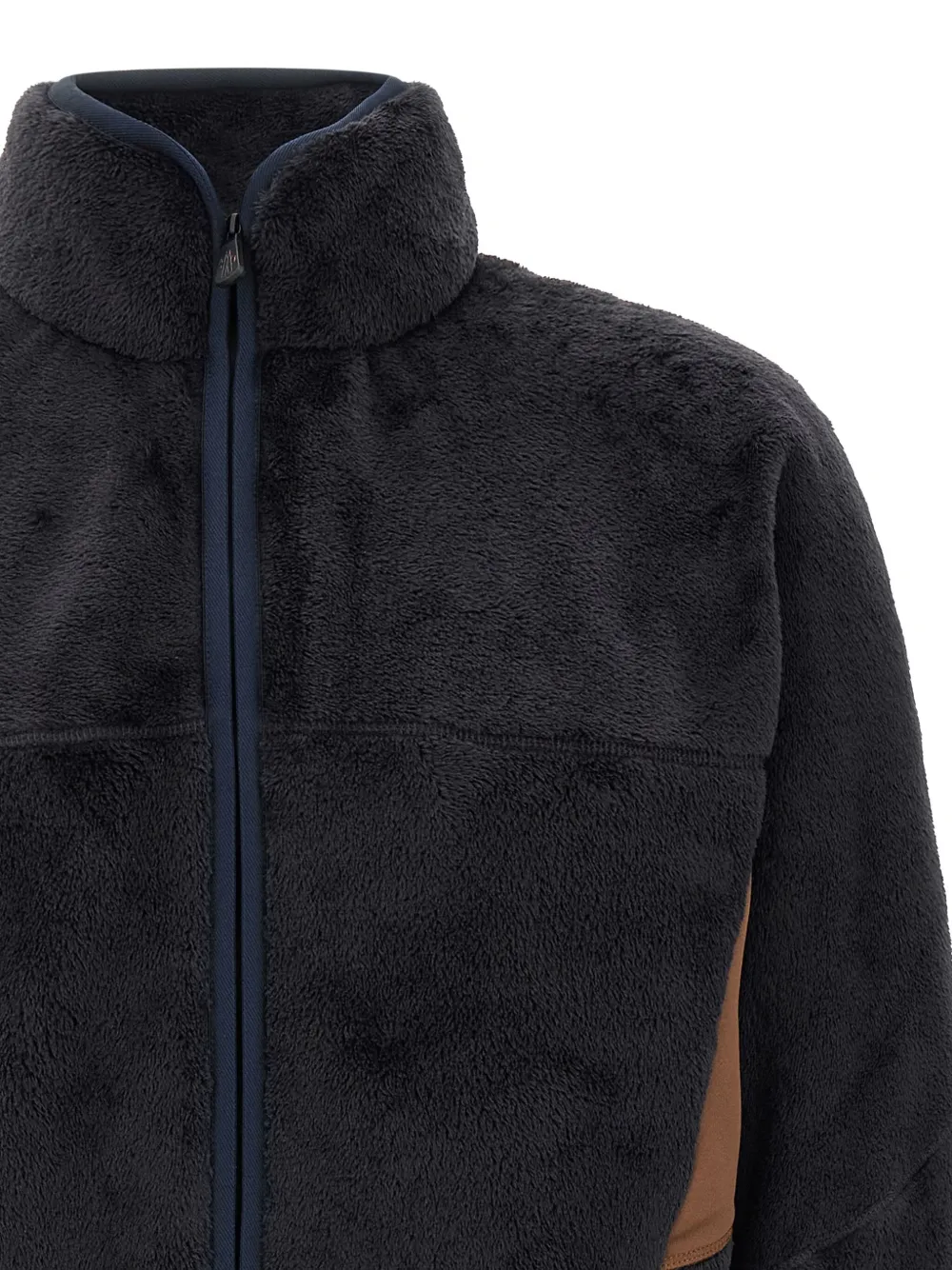 Moncler High Collar Sweatshirt Featuring Contrast Panels In Black