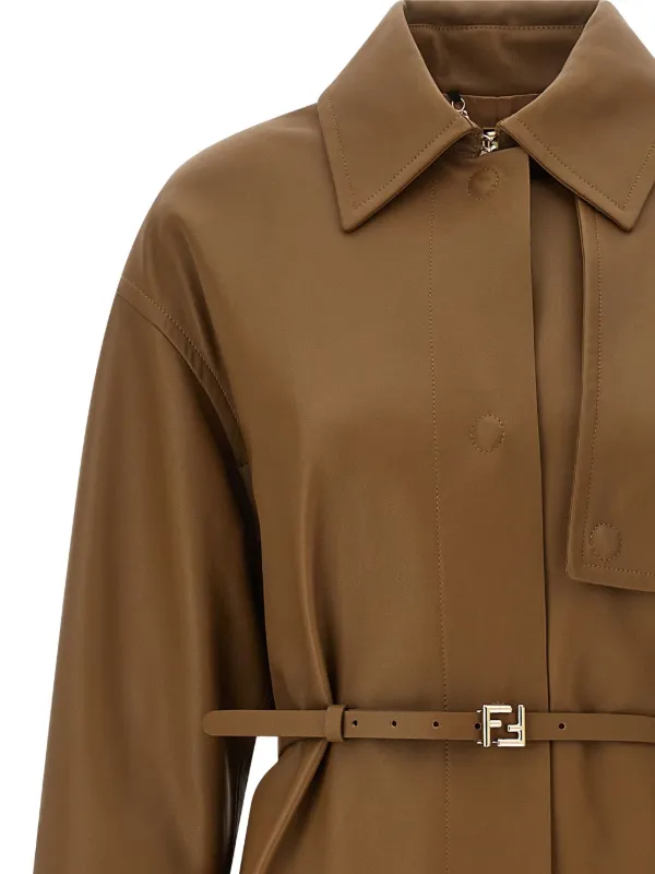 FENDI ロゴエンボス トレンチコート | ブラウン | FARFETCH JP