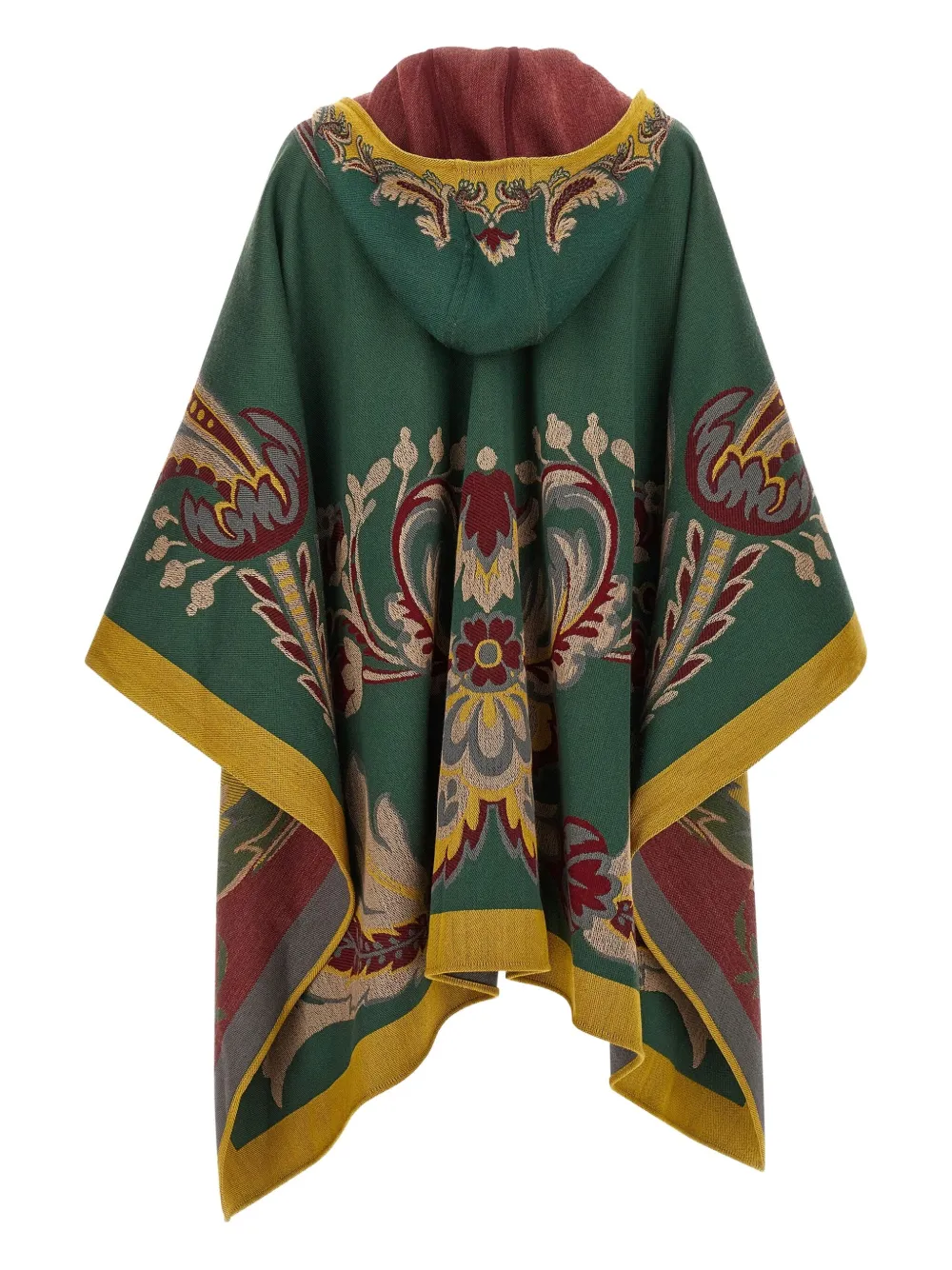 Etro Paisley-motif Long Hooded Wool Cape In Multi