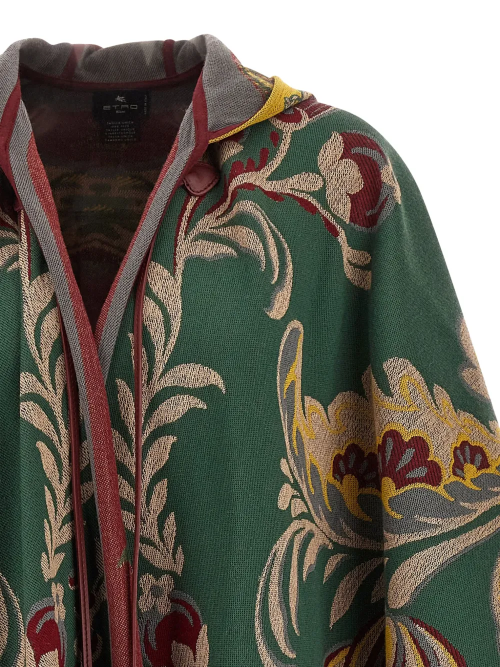 Etro Paisley-motif Long Hooded Wool Cape In Multi