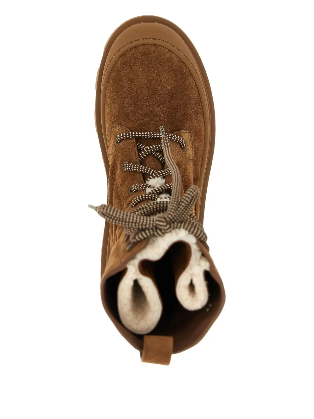 Moncler Vera Shearling Lace-up High Boots In Brown