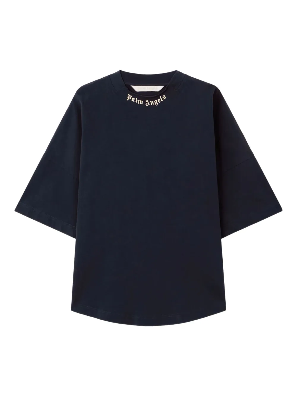 Palm Angels Curved-logo T-shirt In Blue