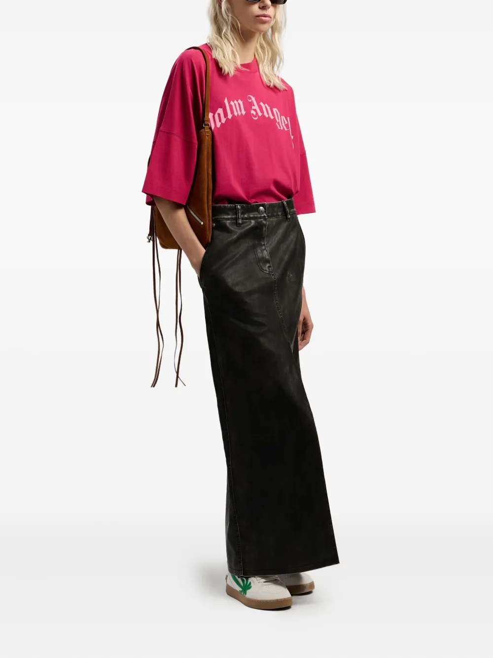 Palm Angels Curved-logo Over T-shirt In Multi
