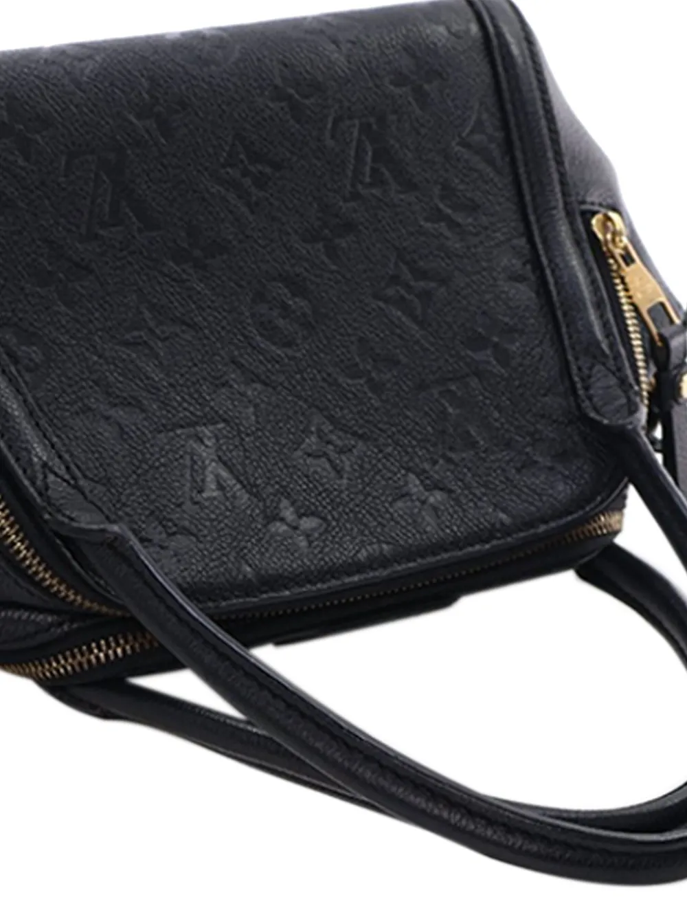 Pre-owned Louis Vuitton 2014 Monogram Empreinte Marais Bb Handbag In Black