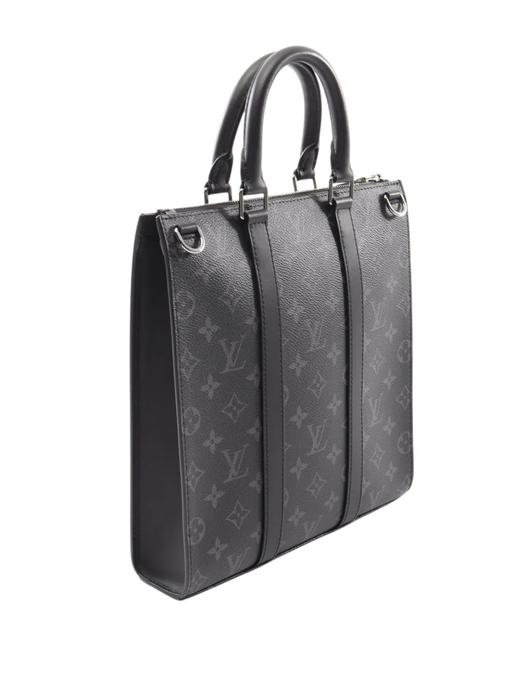 Pre-owned Louis Vuitton 2021-2025 Monogram Eclipse Sac Plat Satchel In Black