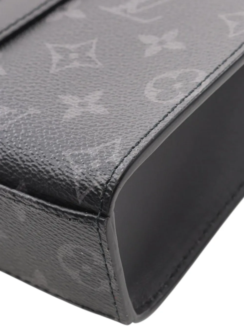 Pre-owned Louis Vuitton 2021-2025 Monogram Eclipse Sac Plat Satchel In Black