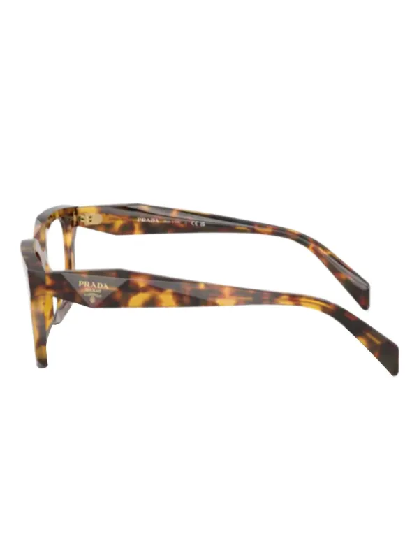 Prada Eyewear スクエアメガネフレーム | ブラウン | FARFETCH JP