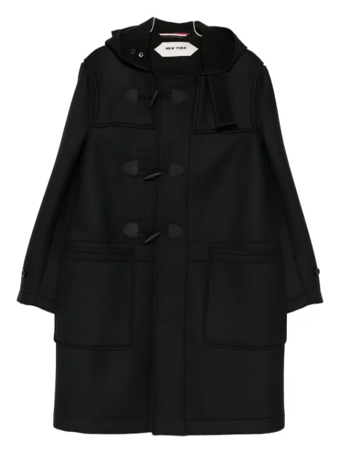New York Resident button-fastening hooded coat