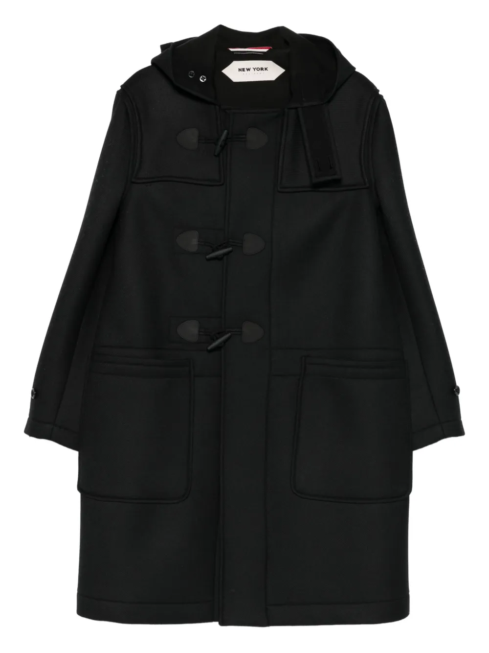 New York Resident button-fastening hooded coat | Black | Image 1